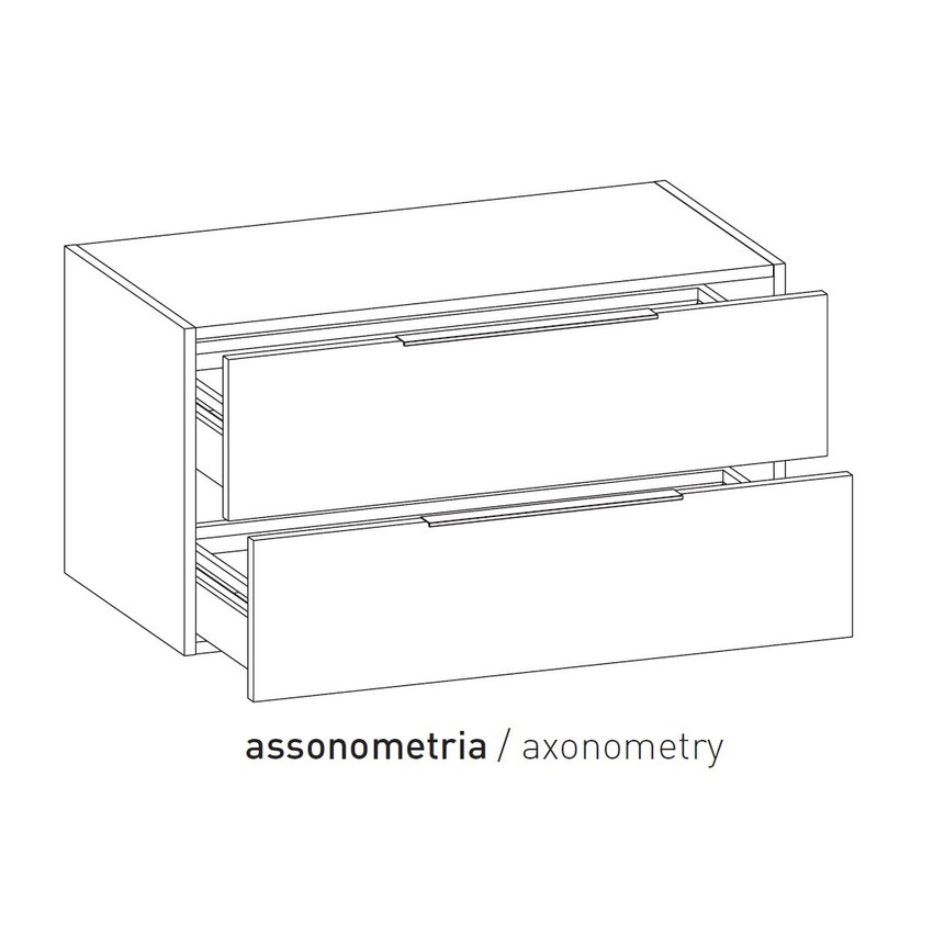 Immagine di Flaminia BOX base sospesa, 2 cassetti, L.95 P.50 H.50 cm, con top, finitura oj grigio BX433+BXPR51OJG