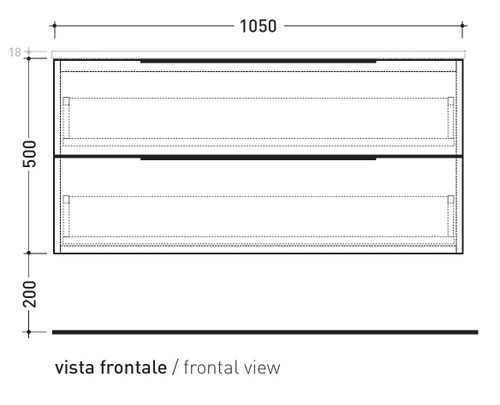 Immagine di Flaminia BOX base sospesa, 2 cassetti, L.105 P.50 H.50 cm, con top, finitura oj bianco BX437+BXPR51OJB