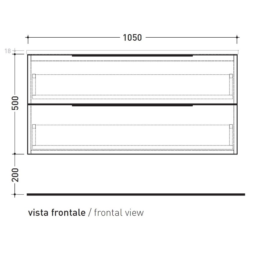 Immagine di Flaminia BOX base sospesa, 2 cassetti, L.105 P.50 H.50 cm, con top, finitura oj bianco BX437+BXPR51OJB