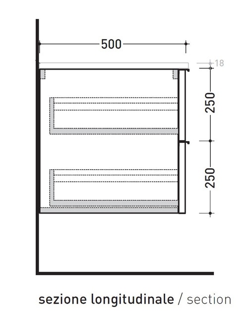 Immagine di Flaminia BOX base sospesa, 2 cassetti, L.105 P.50 H.50 cm, con top, finitura oj bianco BX437+BXPR51OJB