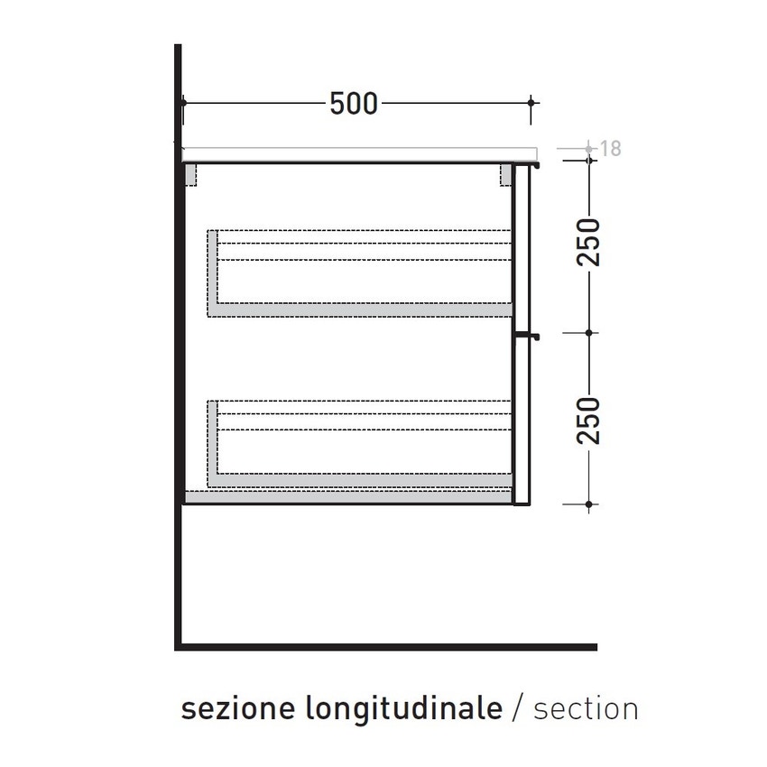 Immagine di Flaminia BOX base sospesa, 2 cassetti, L.105 P.50 H.50 cm, con top, finitura oj bianco BX437+BXPR51OJB