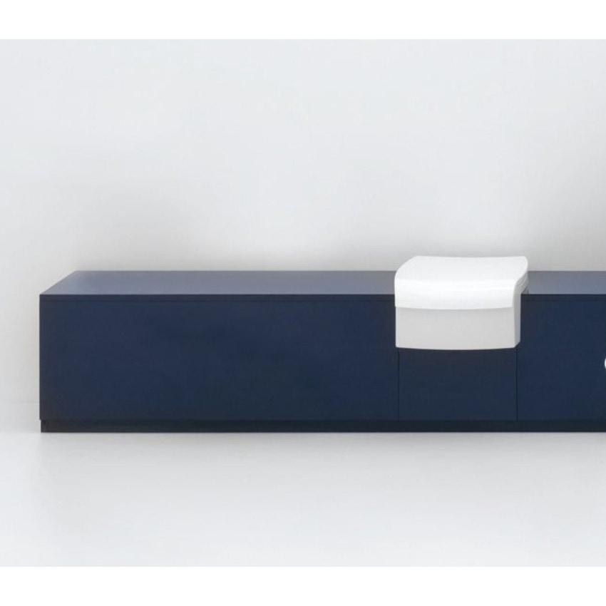 Immagine di Flaminia UNA mobile L.135 P.45 H.40 cm per vaso (UNA/WC) o bidet (UNA/B) da semincasso, in pietraluce, colore blu ultramarina finitura lucido UNA135WBBU