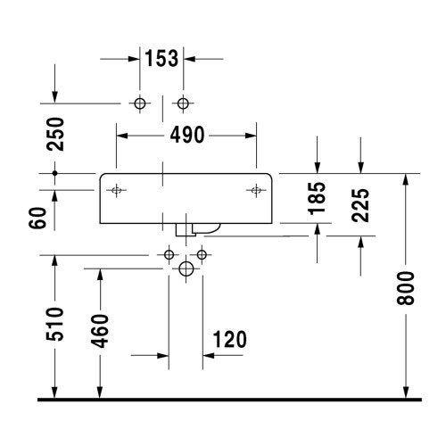 Immagine di Duravit SCOLA lavabo universale con un foro diaframmato per rubinetteria, bacino a sinistra, con troppopieno, con bordo per rubinetteria, lato inferiore smaltato, colore bianco 0684600000