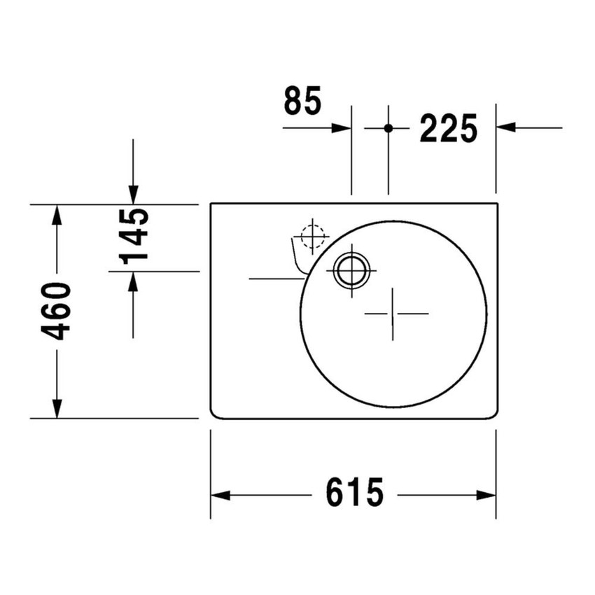 Immagine di Duravit SCOLA lavabo universale con un foro diaframmato per rubinetteria, bacino a destra, con troppopieno, con bordo per rubinetteria, lato inferiore smaltato, colore bianco 0685600000