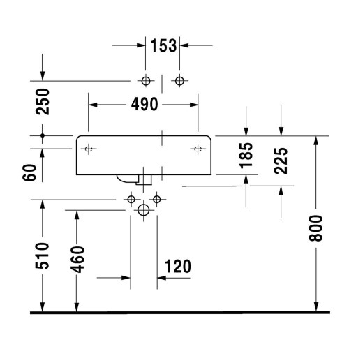 Immagine di Duravit SCOLA lavabo universale monoforo, bacino a destra, con troppopieno, con bordo per rubinetteria, lato inferiore smaltato, colore bianco 0685600011