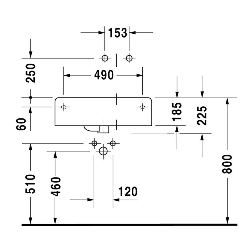Immagine di Duravit SCOLA lavabo universale monoforo, bacino a destra, con troppopieno, con bordo per rubinetteria, lato inferiore smaltato, colore bianco 0685600011