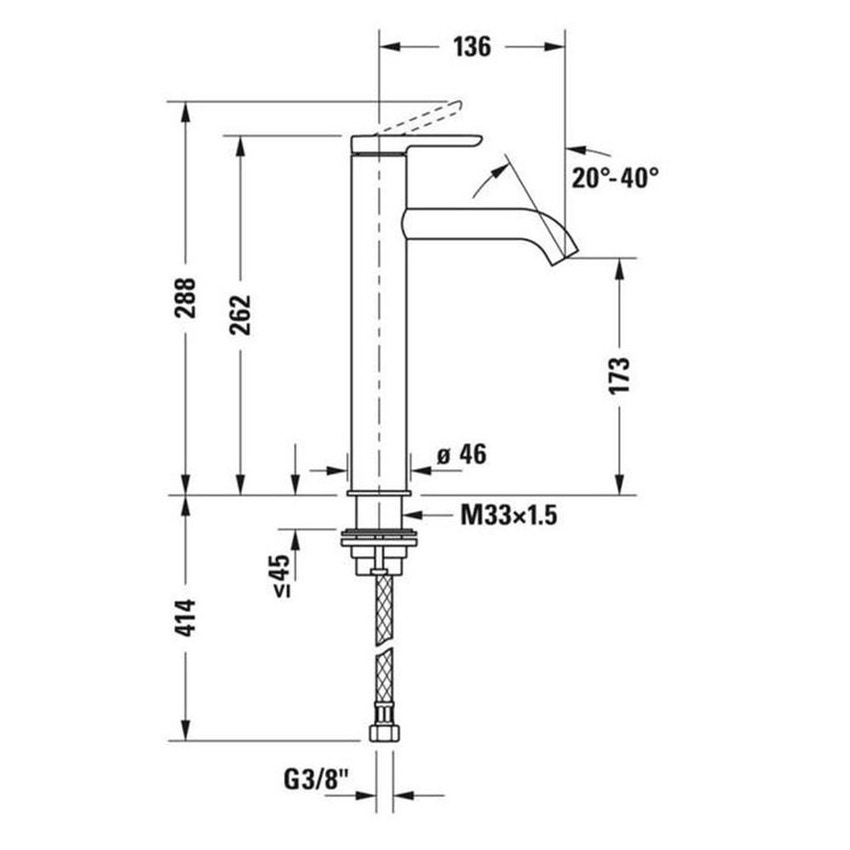 Immagine di Duravit C.1 miscelatore monocomando, a leva, taglia L, senza scarico e saltarello, finitura cromo C11030002010