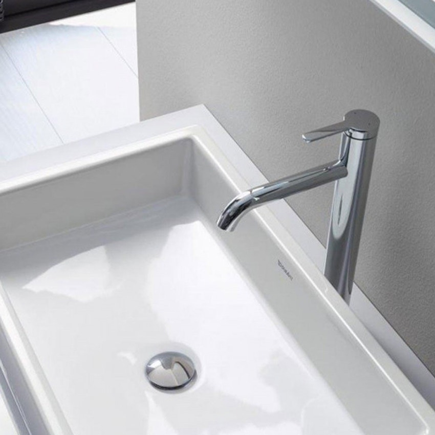 Immagine di Duravit C.1 miscelatore monocomando, a leva, taglia XL, con scarico e saltarello, finitura cromo C11040001010