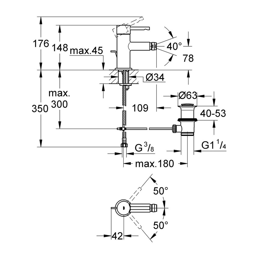 Miscelatore monocomando
per bidet