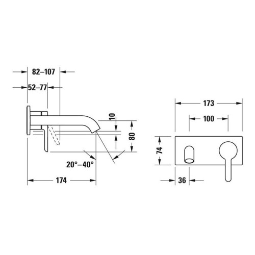 Immagine di Duravit C.1 miscelatore monocomando, a parete, bocca P.18 cm, finitura cromo C11070003010