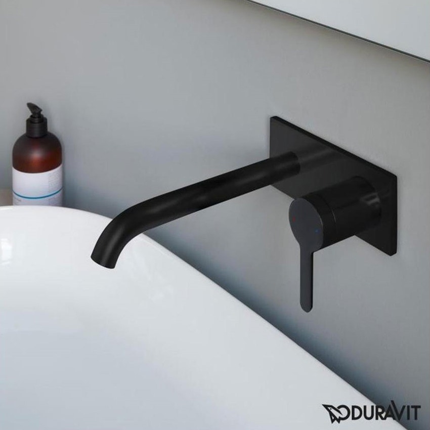 Immagine di Duravit C.1 miscelatore monocomando, a parete, bocca P.23 cm, colore nero finitura opaco C11070004046