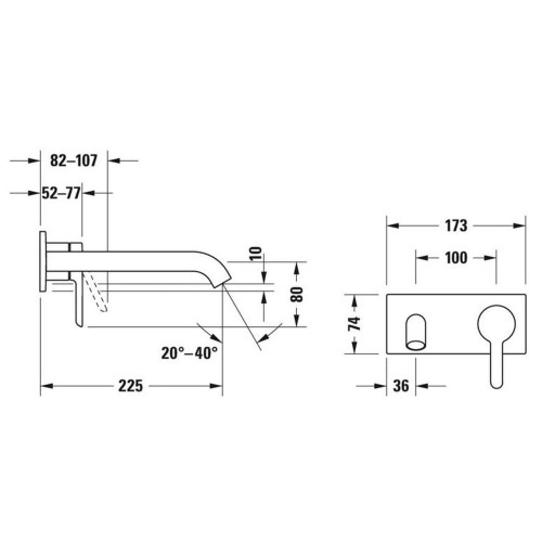Immagine di Duravit C.1 miscelatore monocomando, a parete, bocca P.23 cm, colore nero finitura opaco C11070004046