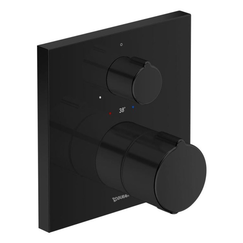 Immagine di Duravit C.1 miscelatore termostatico quadrato per doccia, ad 1 utenza, con valvola d'arresto, colore nero finitura opaco C14200015046