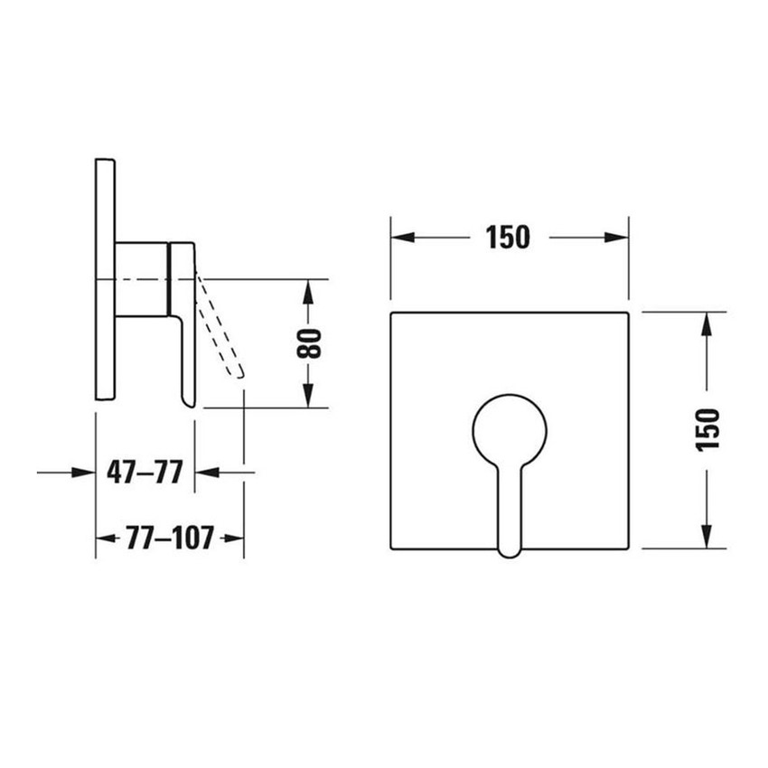 Immagine di Duravit C.1 miscelatore monocomando quadrato, a incasso, per doccia, finitura cromo C14210009010