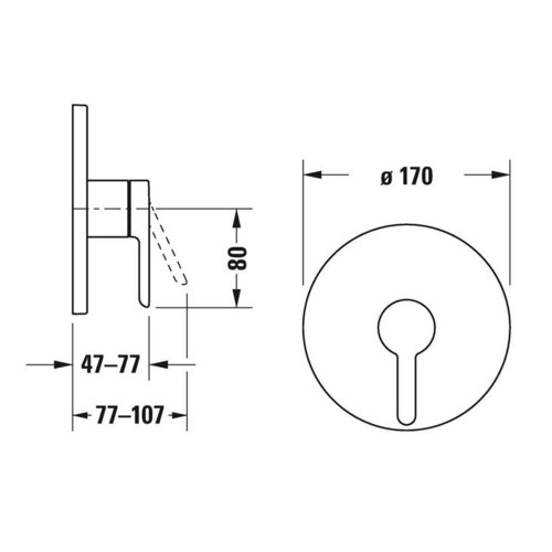 Immagine di Duravit C.1 miscelatore monocomando rotondo, a incasso, per doccia, finitura cromo C14210010010