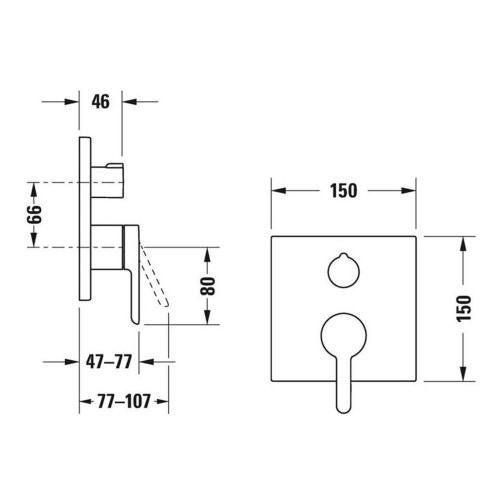 Immagine di Duravit C.1 miscelatore monocomando quadrato, a incasso, per doccia, con deviatore, finitura cromo C14210011010
