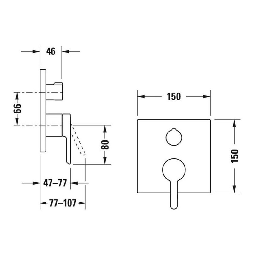 Immagine di Duravit C.1 miscelatore monocomando quadrato, a incasso, per doccia, con deviatore, colore nero finitura opaco C14210011046