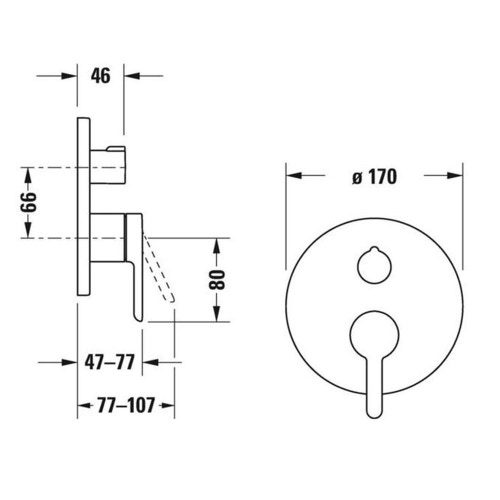 Immagine di Duravit C.1 miscelatore monocomando rotondo, a incasso, per doccia, con deviatore, colore nero finitura opaco C14210012046