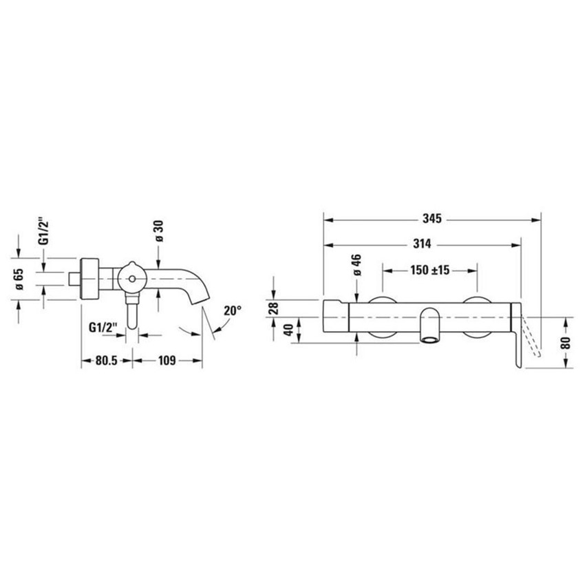 Immagine di Duravit C.1 miscelatore monocomando esterno, per vasca, con deviatore, finitura cromo C15230000010