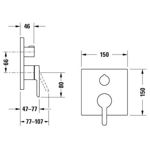 Immagine di Duravit C.1 miscelatore monocomando quadrato, a incasso per vasca, con deviatore, finitura cromo C15210011010