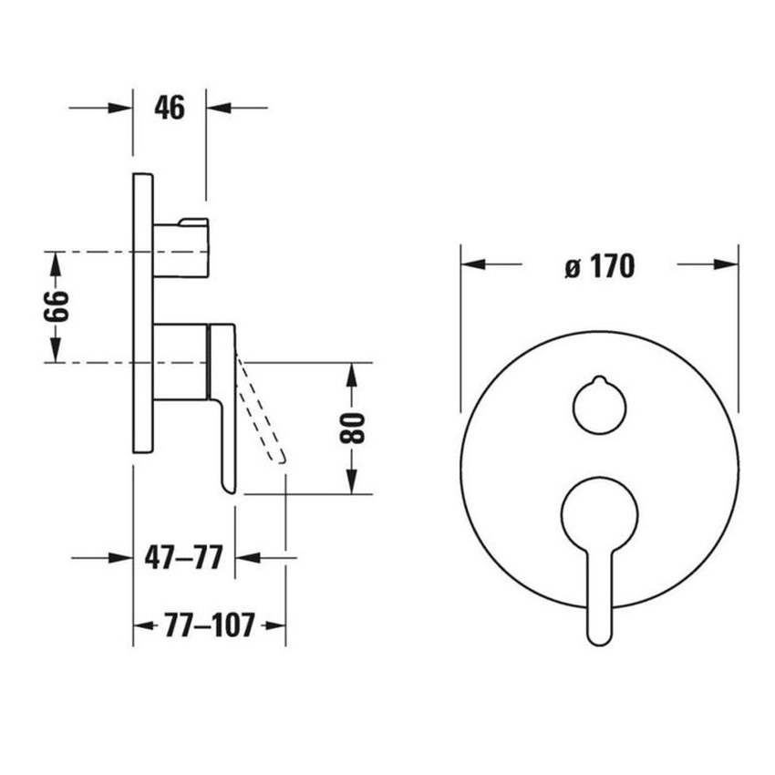 Immagine di Duravit C.1 miscelatore monocomando rotondo, a incasso per vasca, con deviatore, colore nero finitura opaco C15210012046