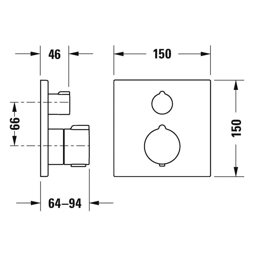 Immagine di Duravit C.1 miscelatore monocomando quadrato, a incasso per vasca, con deviatore, valvola deviatrice e combinazione fusibile, finitura cromo C15210017010