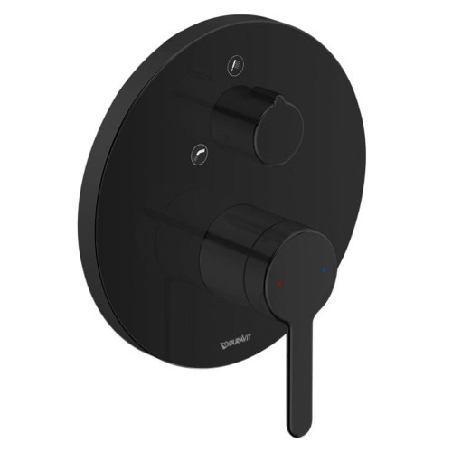 Immagine di Duravit C.1 miscelatore monocomando rotondo, a incasso per vasca, con deviatore, valvola deviatrice e combinazione, colore nero finitura opaco C15210018046