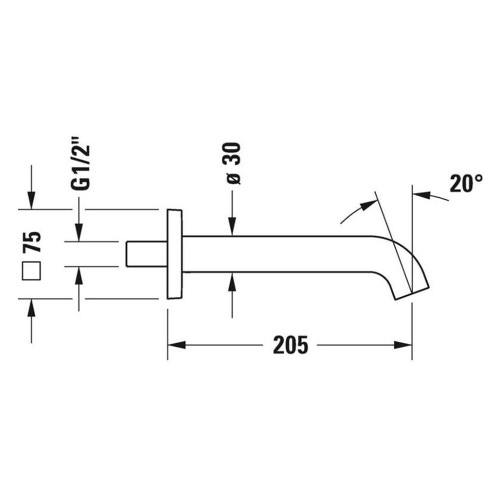 Immagine di Duravit C.1 bocca di erogazione quadrata, per vasca, finitura cromo C15240009010