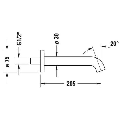Immagine di Duravit C.1 bocca di erogazione rotonda, per vasca, finitura cromo C15240010010