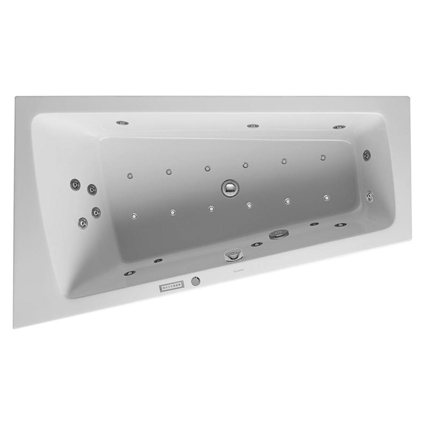 Immagine di Duravit  PAIOVA vasca idromassaggio L.170 P.100 cm, installazione ad angolo integrata a sx con combi-system E, con illuminazione, colore bianco 760212000CE1000