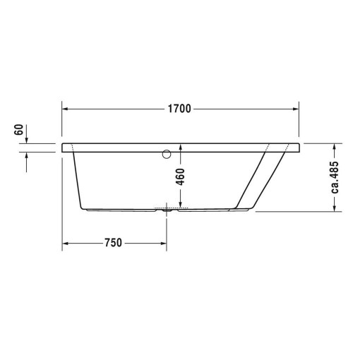 Immagine di Duravit PAIOVA vasca idromassaggio L.170 P.100 cm, da incasso schienale a dx installazione ad angolo a dx, con sistema aria, colore bianco 760213000AS0000