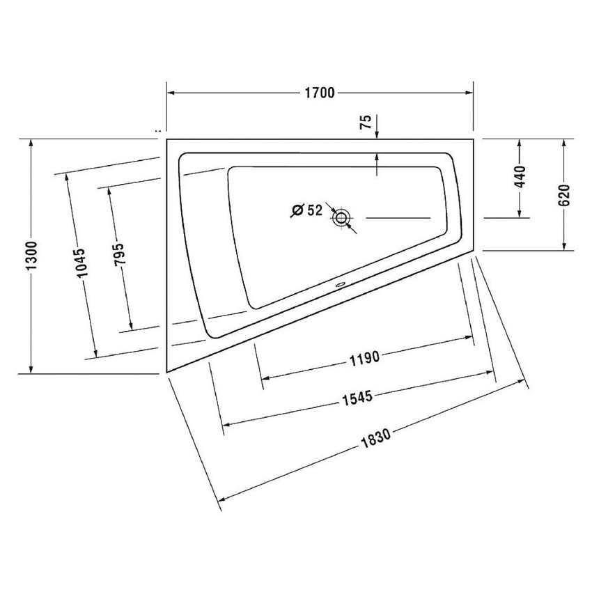 Immagine di Duravit PAIOVA vasca idromassaggio L.170 P.130 cm, da incasso schienale a sx, installazione ad incasso a sx, con sistema aria, colore bianco 760214000AS0000