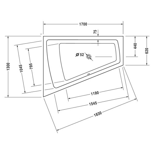 Immagine di Duravit PAIOVA vasca idromassaggio L.170 P.130 cm, da incasso schienale a sx, installazione ad angolo a sx, con sistema combi E, colore bianco 760214000CE1000