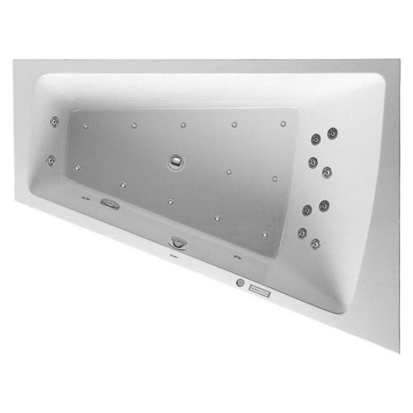 Immagine di Duravit PAIOVA vasca idromassaggio L.170 P.130 cm installazione ad angolo ad incasso a dx, con sistema combi E, con illuminazione, colore bianco 760215000CE1000