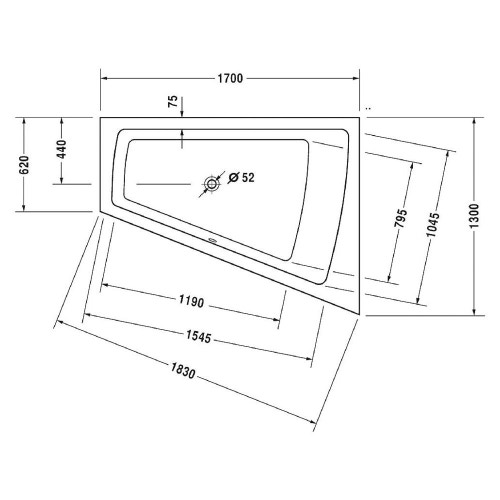 Immagine di Duravit PAIOVA vasca idromassaggio L.170 P.130 cm installazione ad angolo ad incasso a dx, con sistema a getto, colore bianco 760215000JS1000