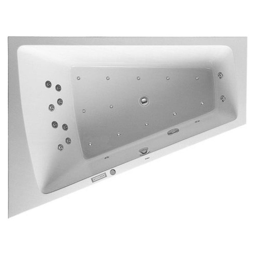 Immagine di Duravit PAIOVA vasca idromassaggio angolare L.180 P.140 cm installazione ad angolo integrata a sx, con combi-system E, con illuminazione, colore bianco 760216000CE1000