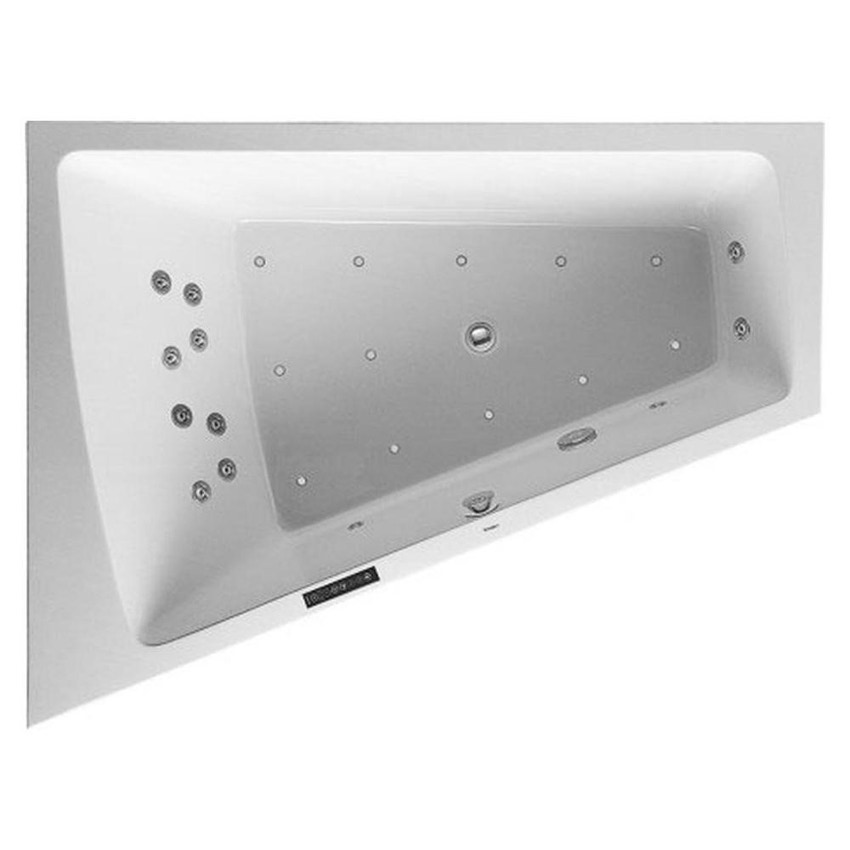 Immagine di Duravit PAIOVA vasca idromassaggio L.180 P.140 cm installazione ad angolo integrata a sx, con combi-system L, con illuminazione, colore bianco 760216000CL1000