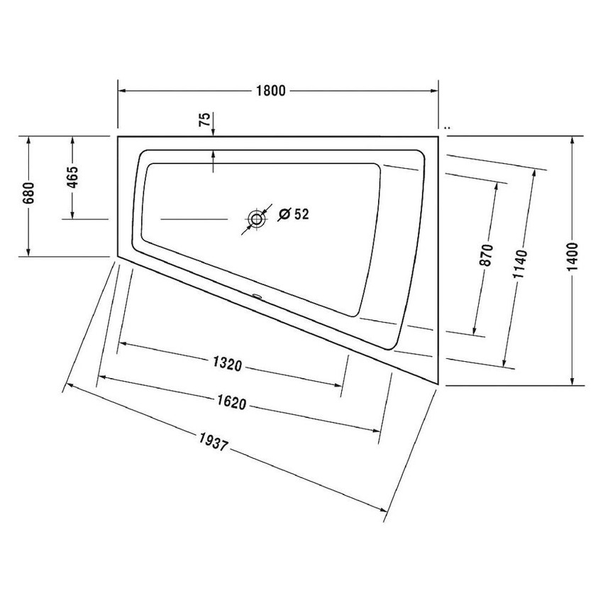 Immagine di Duravit PAIOVA vasca idromassaggio L.180 P.140 cm installazione ad angolo ad incasso a dx, con sistema combi P, colore bianco 760217000CP1000
