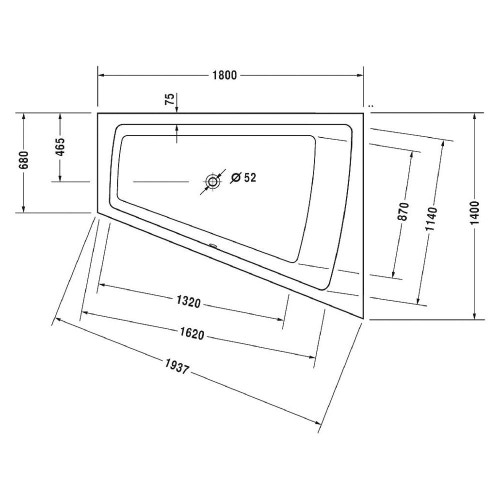 Immagine di Duravit PAIOVA vasca idromassaggio L.180 P.140 cm, installazione ad angolo ad incasso a dx, con sistema a getto, colore bianco 760217000JS1000