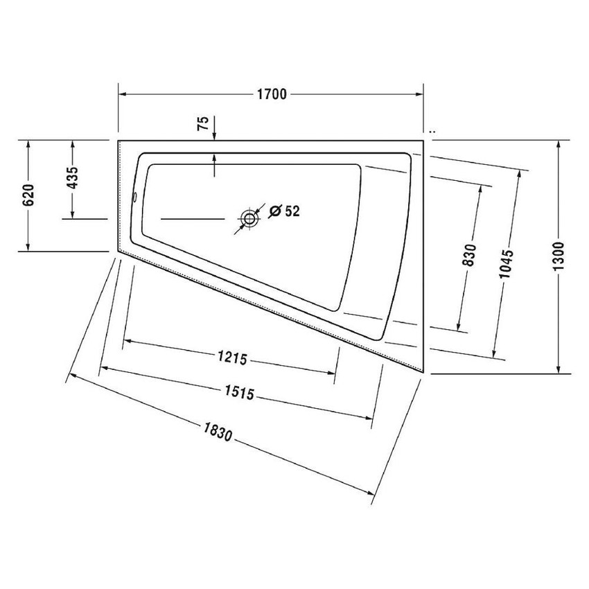 Immagine di Duravit PAIOVA vasca idromassaggio 170x130cm con pannello installazione ad angolo a dx con sistema a getto, colore bianco 760267000JS1000