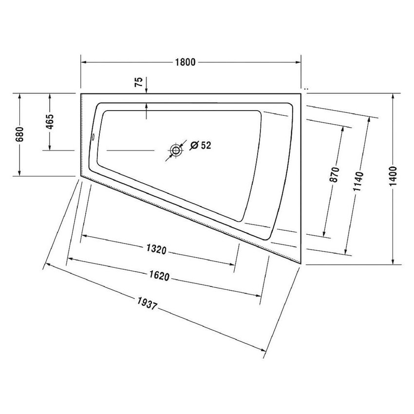 Immagine di Duravit PAIOVA vasca idromassaggio 180x140cm con pannello installazione ad angolo a dx con sistema combi P, colore bianco 760269000CP1000