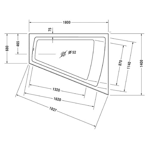 Immagine di Duravit PAIOVA vasca idromassaggio 180x140cm con pannello installazione ad angolo a dx con sistema a getto, colore bianco 760269000JS1000