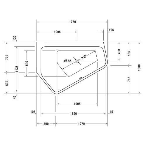 Immagine di Duravit PAIOVA 5 vasca idromassaggio 177x130cm installazione ad angolo integrata sx con sistema combi E, colore bianco 760390000CE1000