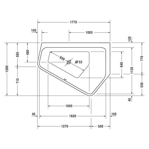 Immagine di Duravit PAIOVA 5 vasca idromassaggio 177x130cm installazione ad angolo ad incasso a dx con sistema ad aria, colore bianco 760391000AS0000