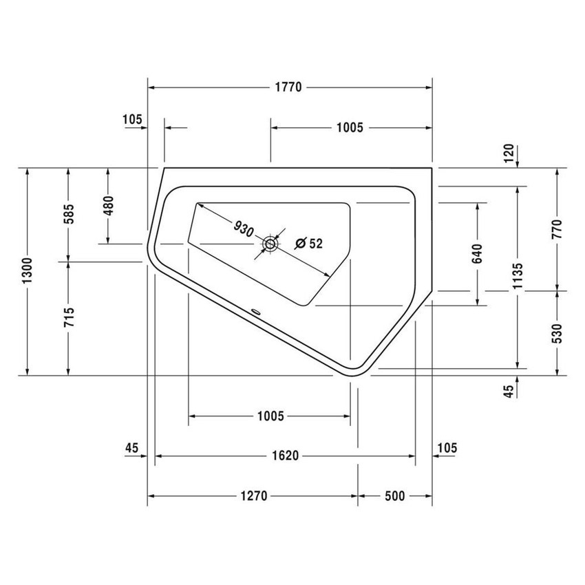 Immagine di Duravit PAIOVA 5 vasca idromassaggio 177x130cm installazione ad angolo ad incasso a dx con sistema combi E, colore bianco 760391000CE1000