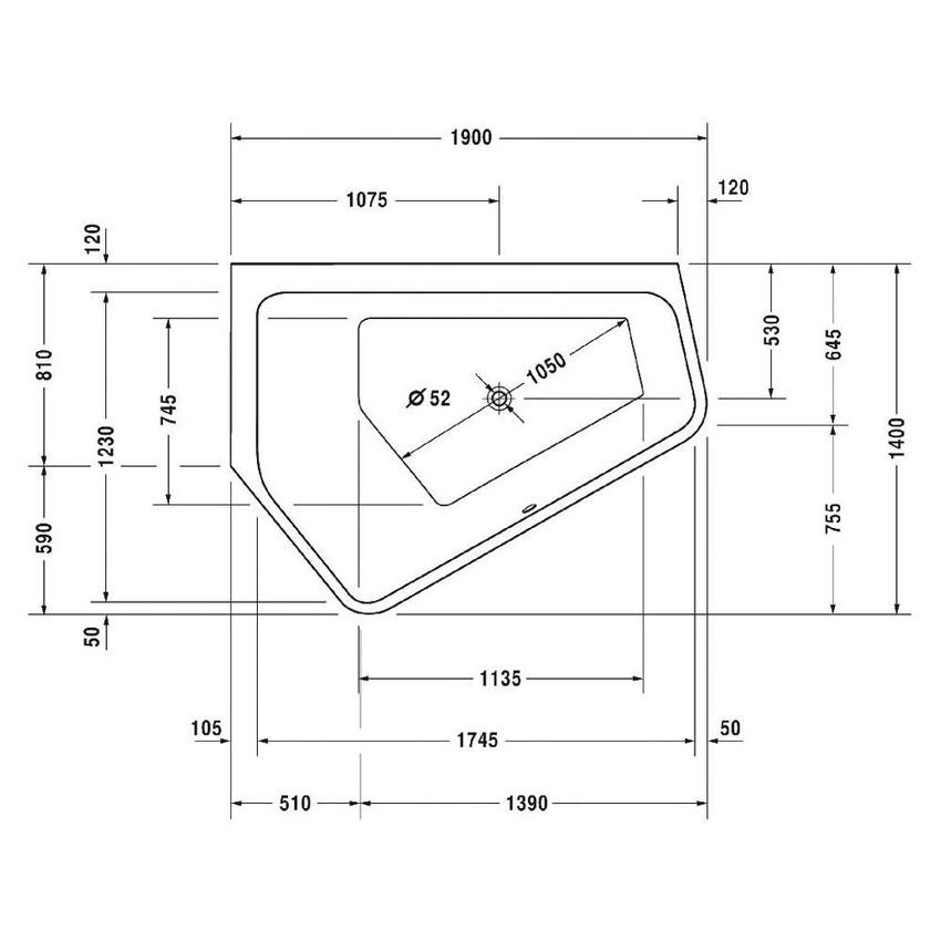 Immagine di Duravit PAIOVA 5 vasca idromassaggio 190x140cm installazione ad angolo integrata sx con sistema combi E, colore bianco 760392000CE1000
