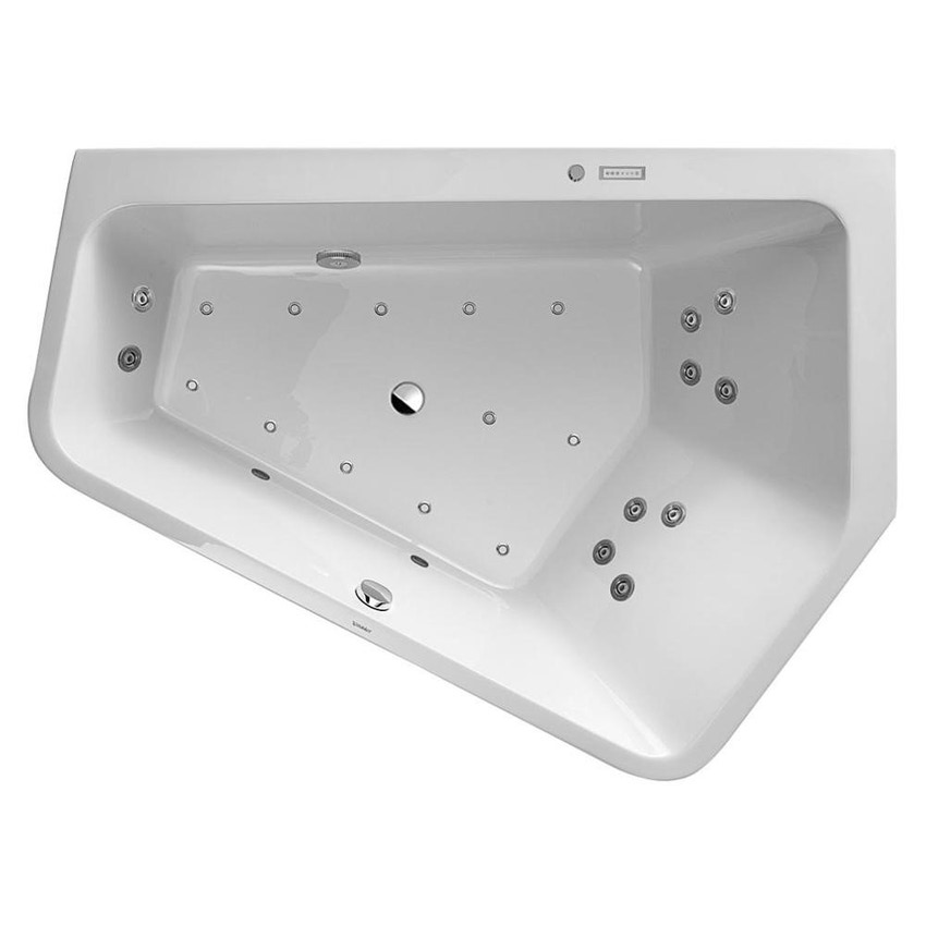 Immagine di Duravit PAIOVA 5 vasca idromassaggio 190x140 cm installazione ad angolo ad incasso a dx con sistema combi E, colore bianco 760393000CE1000