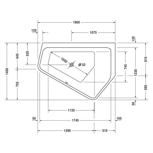 Immagine di Duravit PAIOVA 5 vasca idromassaggio 190x140cm installazione ad angolo a dx con sistema combi E, colore bianco 760397000CE1000