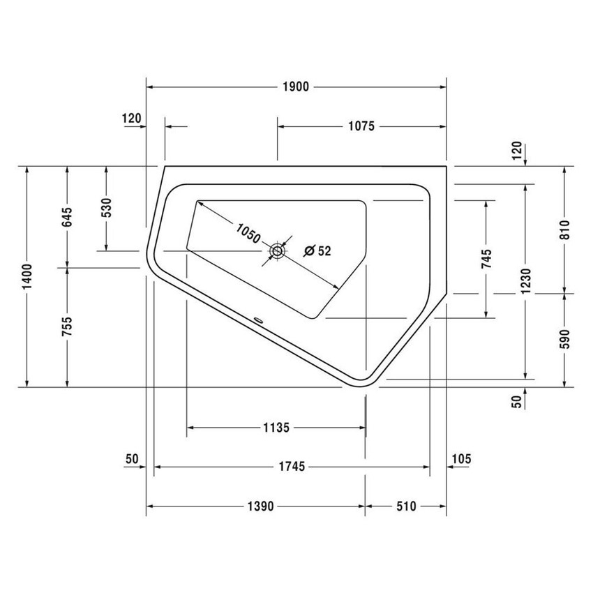Immagine di Duravit PAIOVA 5 vasca idromassaggio 190x140cm installazione ad angolo a dx con sistema combi E, colore bianco 760397000CE1000