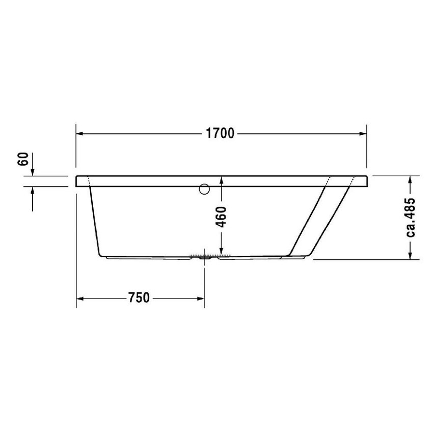 Immagine di Duravit PAIOVA vasca da bagno a incasso L.170 P.100 cm, installazione ad angolo dx, colore bianco 700213000000000